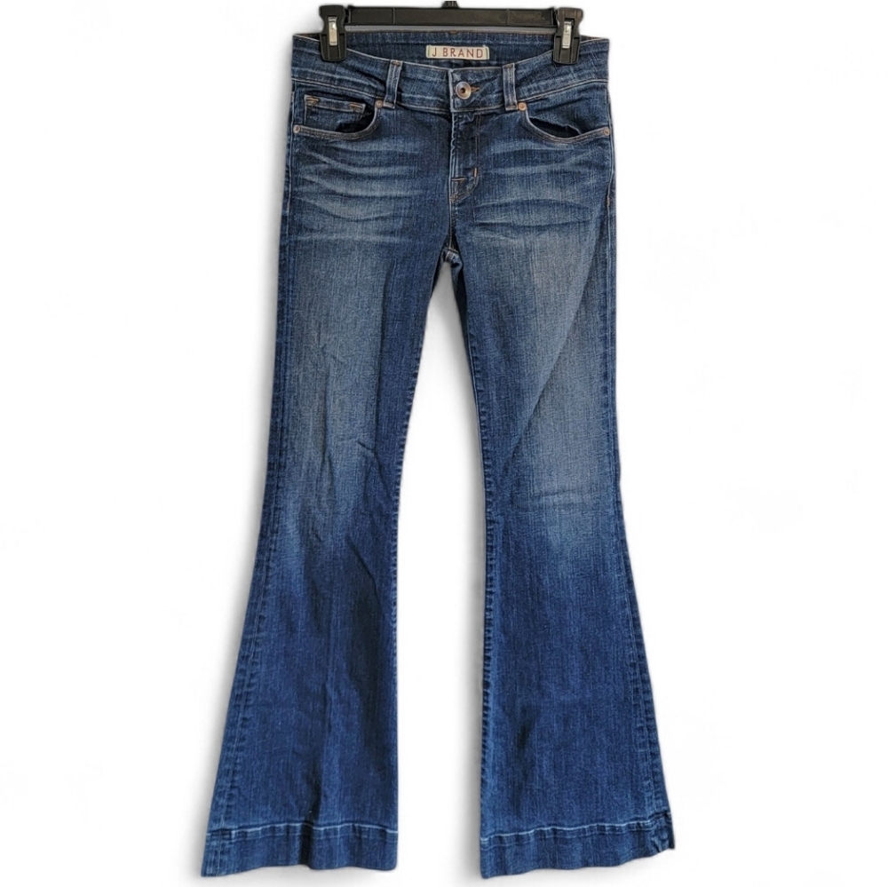 27 Y2K J Brand USA Made Low Rise Flared Boot Cut Mayflower Dark Wash Denim 4